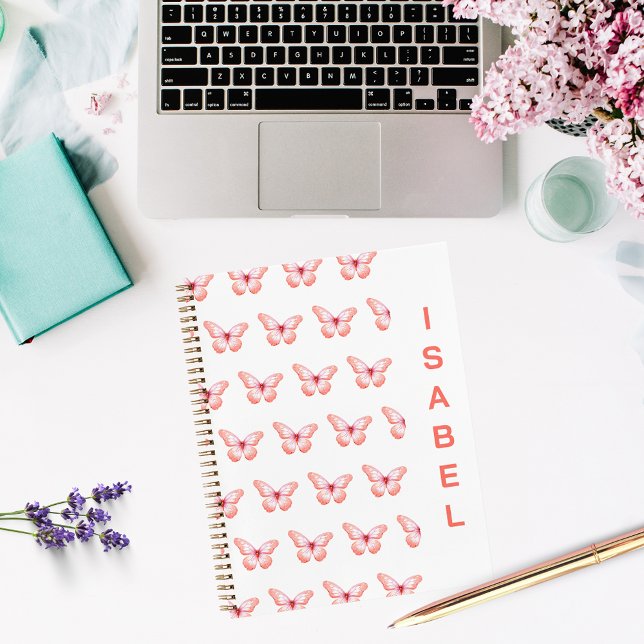 Schmetterlinge pfirsichgoldene Rose Notizbuch (Von Creator hochgeladen)