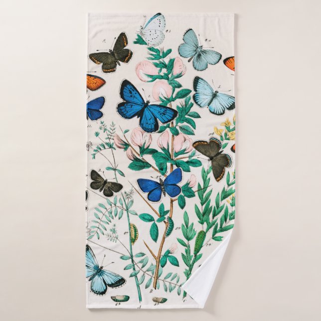 Schmetterlinge, Raupen von William Forsell Kirby Badehandtuch (Badehandtuch)