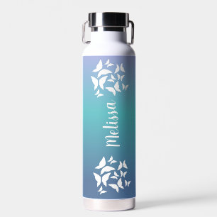 Schmetterlinge Regenbogen Ombré Schrift  Trinkflasche