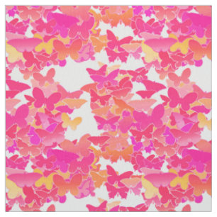Schmetterlinge, rosa, fuchsisch und korallenfarben stoff