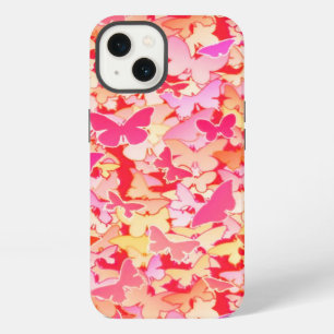 Schmetterlinge, rosa, pfirsich, koralle iPhone hülle