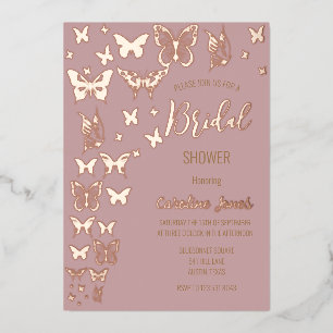 Schmetterlinge Rosa Rosa Rosa Gold Foil Brautparty Folieneinladung