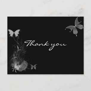 Schmetterlinge Rose Blühte Schwarz-weiß Danke Postkarte