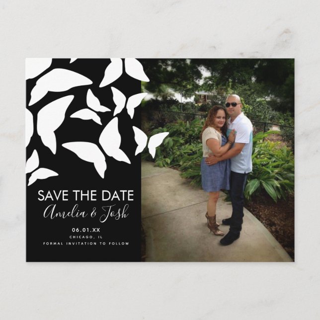 Schmetterlinge Save the Date Foto Postkarte (Vorderseite)