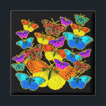 Schmetterlinge! Schmetterlinge! Magnet<br><div class="desc">Multicolorfarbene Schmetterlinge verschiedener Formen und Farben bilden dieses Kunstwerk. Was für ein Spaß!</div>