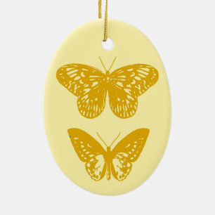 Schmetterlinge Senf Gold und Gelb Keramik Ornament
