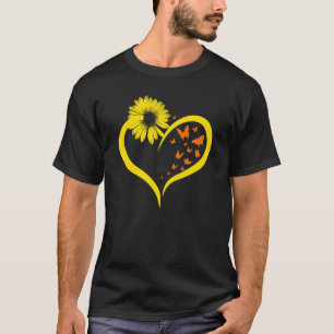 Schmetterlinge Sonnenblumen Herz Hippie Natur Vint T-Shirt