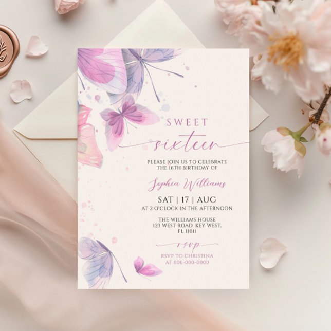Schmetterlinge Süße 16 Geburtstagsfeier Einladung (Von Creator hochgeladen)