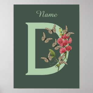 Schmetterlinge Süße Erbse Monogramm Anfangsbuchsta Poster