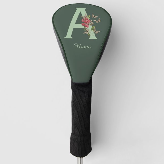 Schmetterlinge Sweet Pea Monogram Initial A Your N Golf Headcover (Vorderseite)