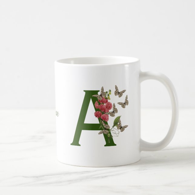 Schmetterlinge Sweet Pea Monogram Initial A Your N Kaffeetasse (Rechts)