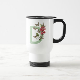 Schmetterlinge Sweet Pea Monogram, Initial D Name  Reisebecher