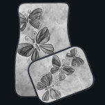 Schmetterlinge Teerfußmatte - Schwarz-weiße Malere Autofußmatte<br><div class="desc">Schmetterlinge Fußbodenmatten - MIGNED-Malerei</div>