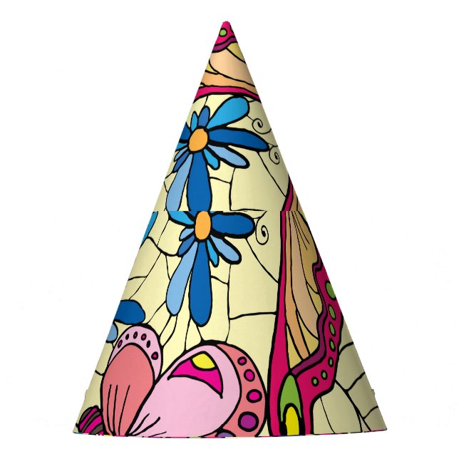 Schmetterlinge über Blume Wiesenansicht Partyhütchen (Vorderseite)