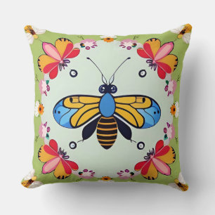 Schmetterlinge und Bienen geschmückt mit Blumen Kissen