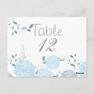 Schmetterlinge und Blue Chrysanthemums Table Card Postkarte
