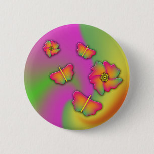 Schmetterlinge und Blume Button