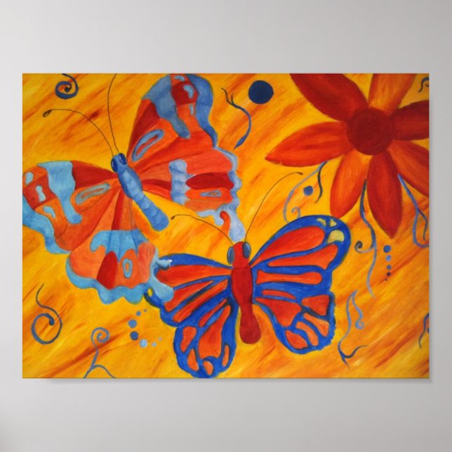 Schmetterlinge und Blume Canvas Print Poster (Vorne)