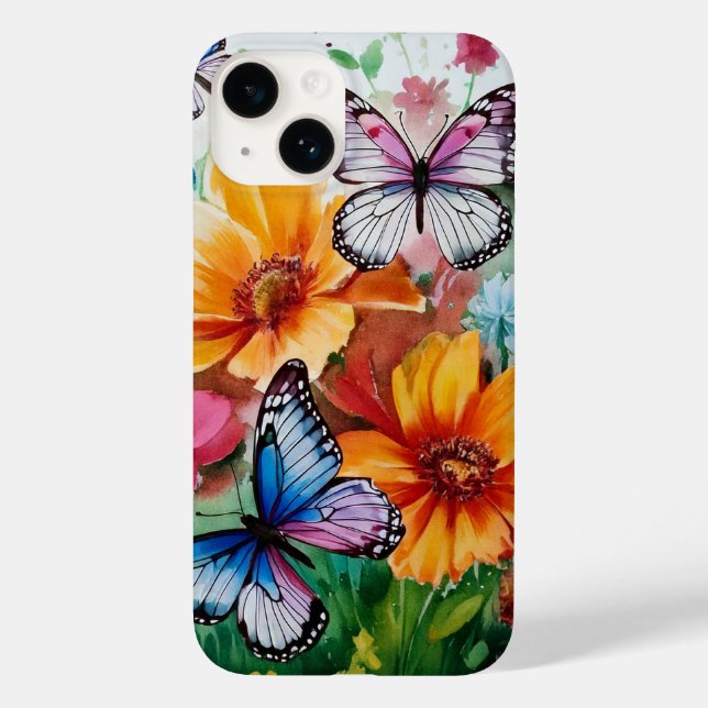 Schmetterlinge und Blume Case-Mate iPhone 14 Hülle (Rückseite)