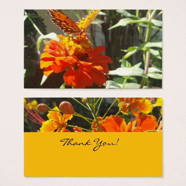 Schmetterlinge und Blume danke Ihnen Karte (Vorne & Hinten)