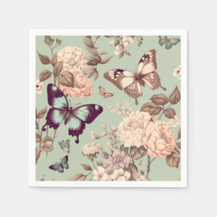 Schmetterlinge und Blume Decke Serviette