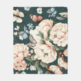 Schmetterlinge und Blume Fleecedecke