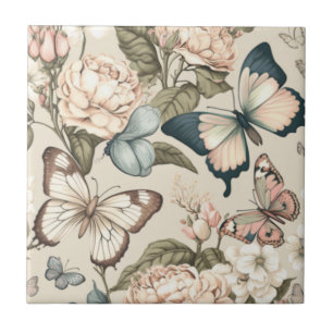Schmetterlinge und Blume Fliese