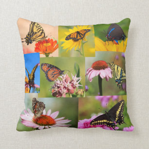 Schmetterlinge und Blume Foto Collage Kissen