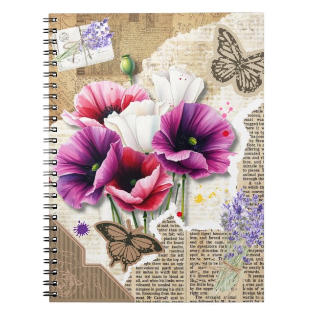 Schmetterlinge und Blume für Mama Notizblock (Vorderseite)