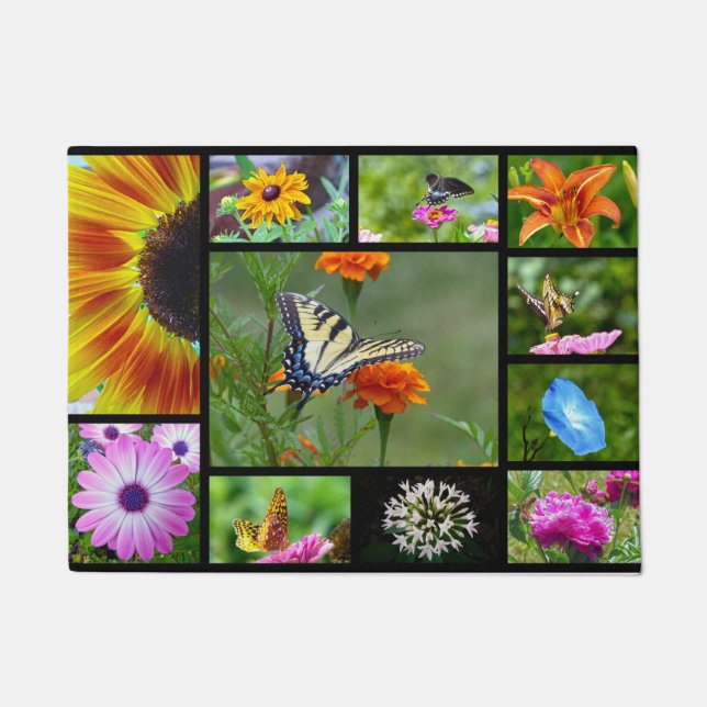 Schmetterlinge und Blume Fußmatte (Vorderseite)