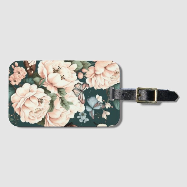 Schmetterlinge und Blume Gepäckanhänger (Vorderseite (Horizontal))