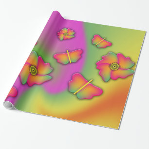 Schmetterlinge und Blume Geschenkpapier