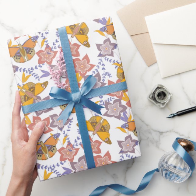 Schmetterlinge und Blume Geschenkpapier (Schenken)