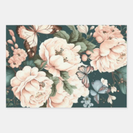 Schmetterlinge und Blume Geschenkpapier Set