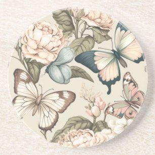Schmetterlinge und Blume Getränkeuntersetzer