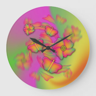 Schmetterlinge und Blume Große Wanduhr