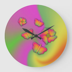 Schmetterlinge und Blume Große Wanduhr