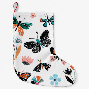 Schmetterlinge und Blume, handgezeichnete Sammlung Kleiner Weihnachtsstrumpf