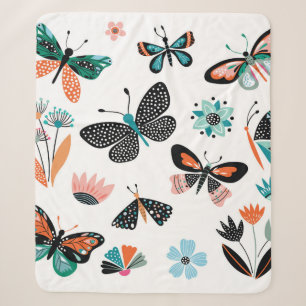 Schmetterlinge und Blume, handgezeichnete Sammlung Sherpadecke