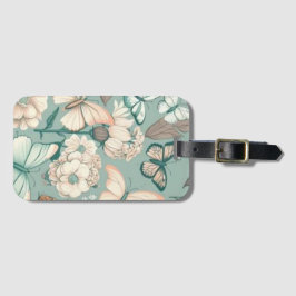 Schmetterlinge und Blume helle grüne Dekoration Gepäckanhänger