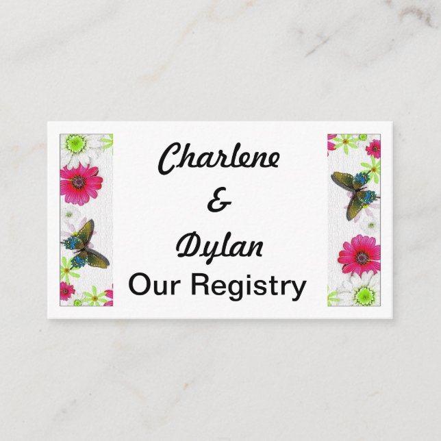 Schmetterlinge und Blume im Mosaikregister Begleitkarte (Vorderseite)