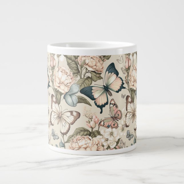 Schmetterlinge und Blume Jumbo-Tasse (Vorderseite)