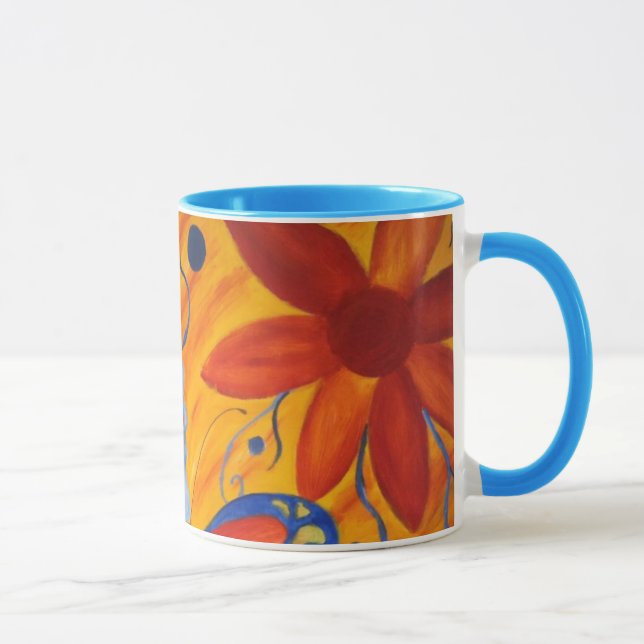 Schmetterlinge und Blume Keramik Tasse (Rechts)