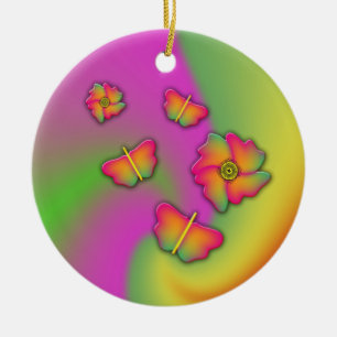 Schmetterlinge und Blume Keramikornament