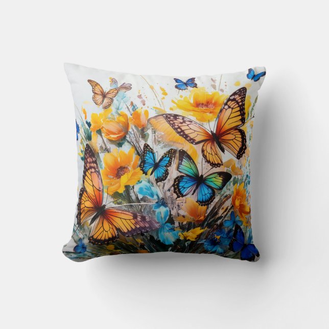Schmetterlinge und Blume Kissen (Vorderseite)