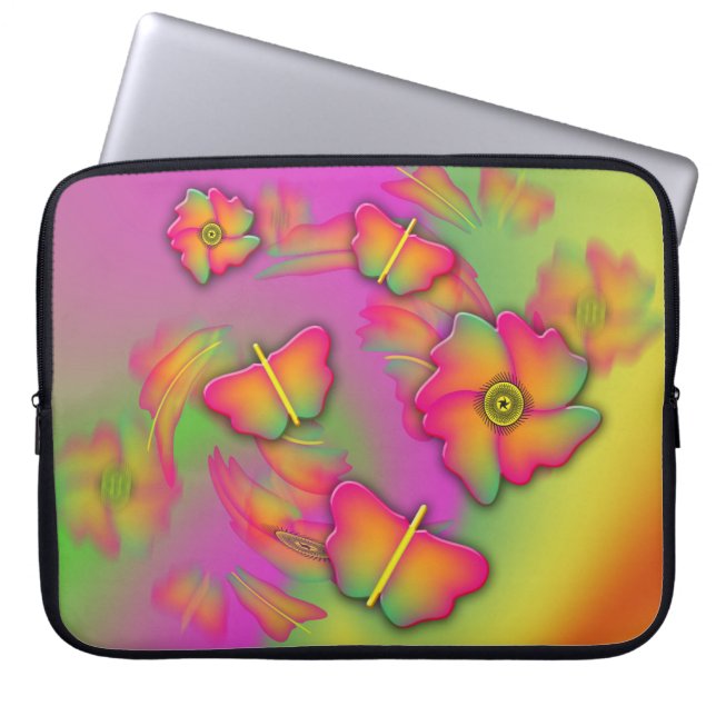 Schmetterlinge und Blume Laptopschutzhülle (Vorderseite)