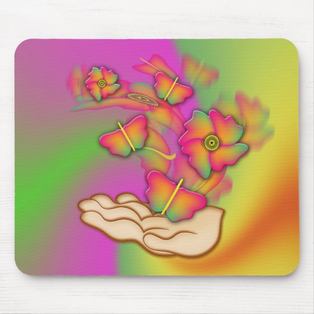 Schmetterlinge und Blume Mousepad (Vorne)