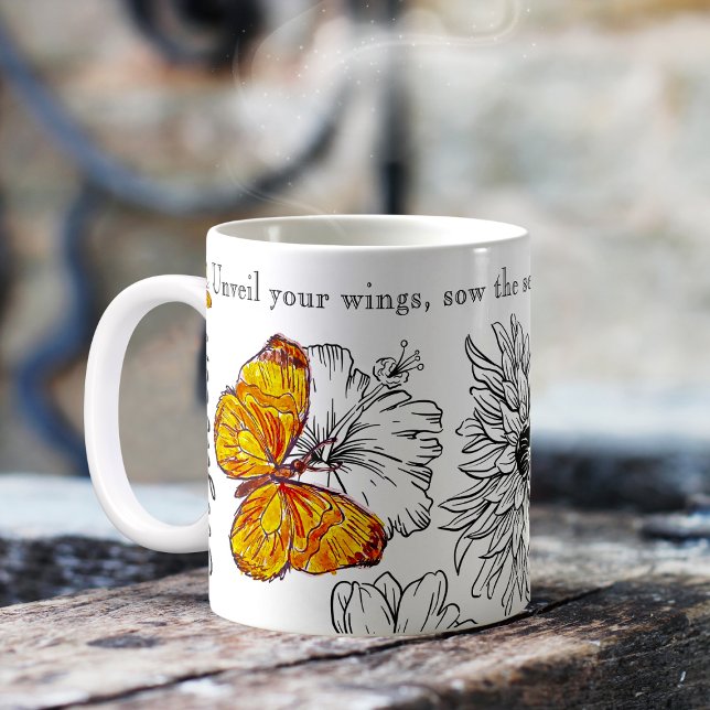 Schmetterlinge und Blume Name und persönliche Nach Kaffeetasse (Von Creator hochgeladen)