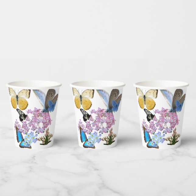 Schmetterlinge und Blume Pappbecher (Multi)