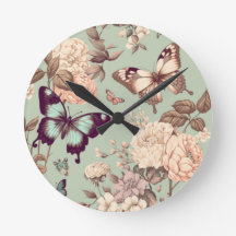 Schmetterlinge und Blume pastellgrün